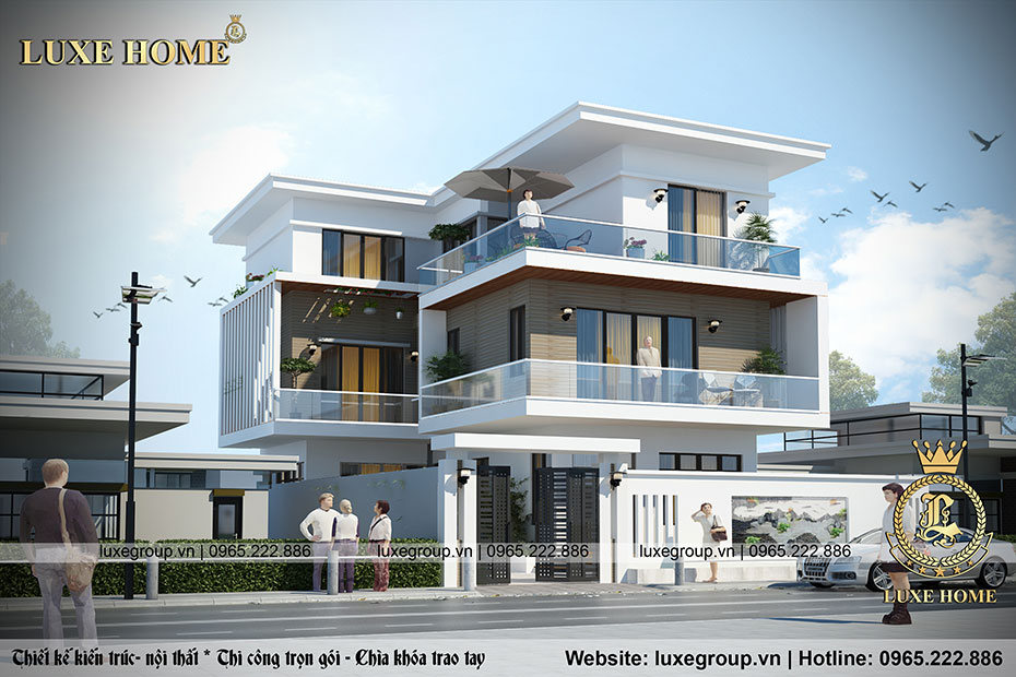 Thiết kế biệt thự 3 tầng mái thái hiện đại tại Bình Phước-PNT3685 - Phố Nam  Thành