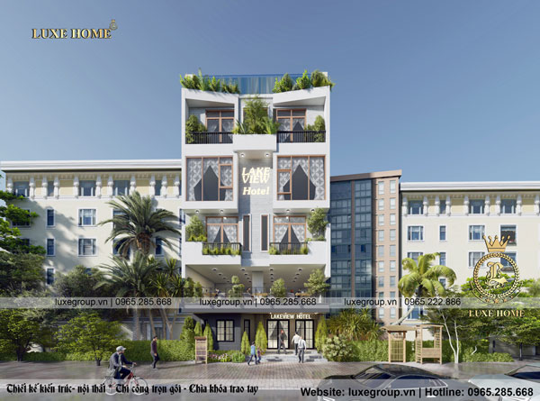 Thiết kế khách sạn 5 tầng mặt phố hiện đại tại Ninh Thuận- KS 5123