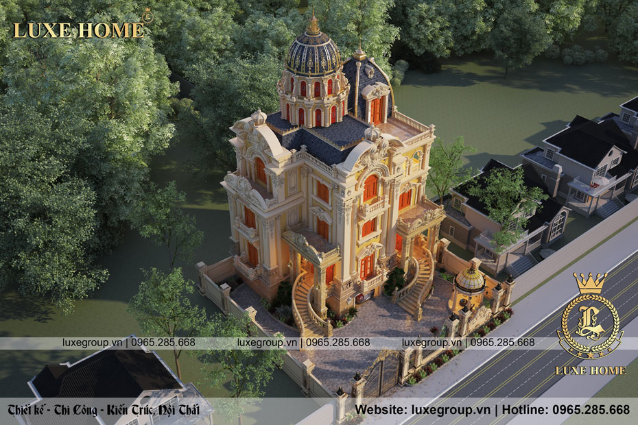 Bố trí công năng của mẫu biệt thự lâu đài 4 tầng cổ điển Pháp