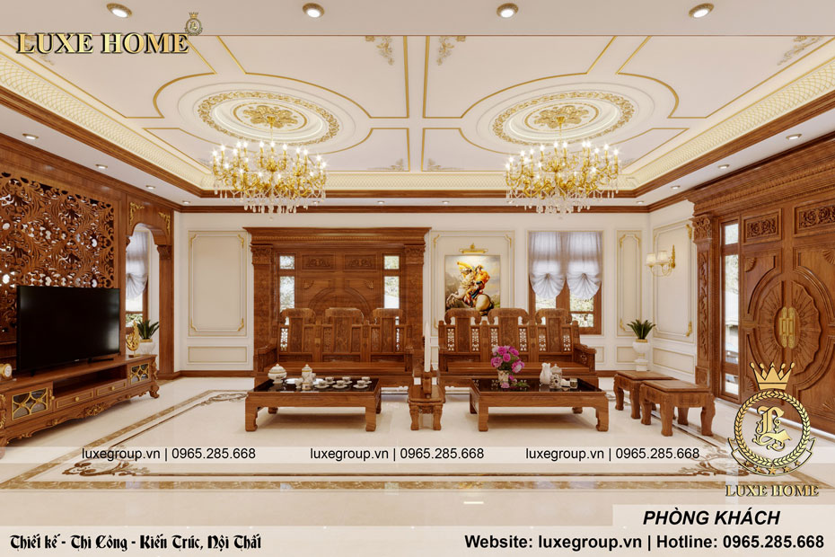 Thiết kế mẫu nội thất biệt thự tân cổ điển sang trọng Thanh Hoá