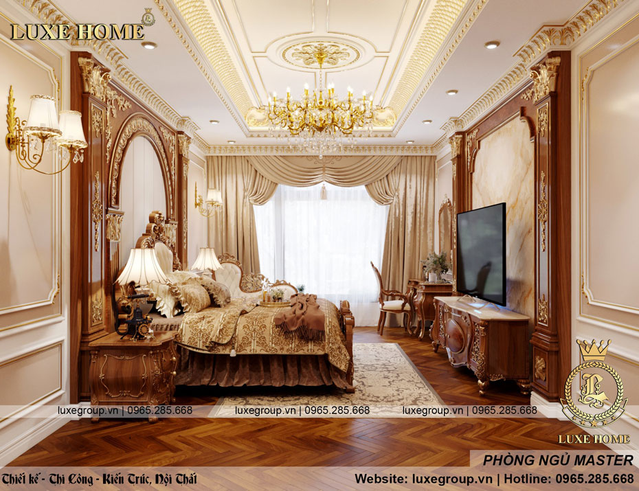 Phòng ngủ ấn tượng của mẫu thiết kế nội thất lâu đài tân cổ điển