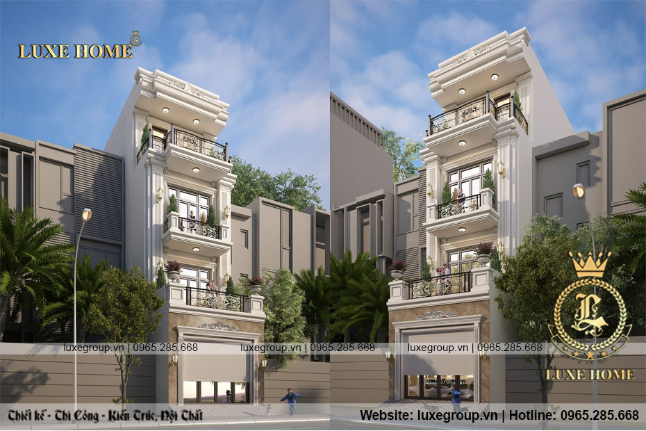 Mẫu thiết kế biệt thự 3 tầng 1 tum nhà phố ở Thanh Hoá  – BT 3277