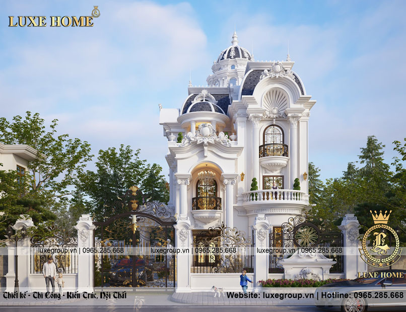 Thiết kế biệt thự 3 tầng tân cổ điển Pháp tại Bình Phước sang trọng