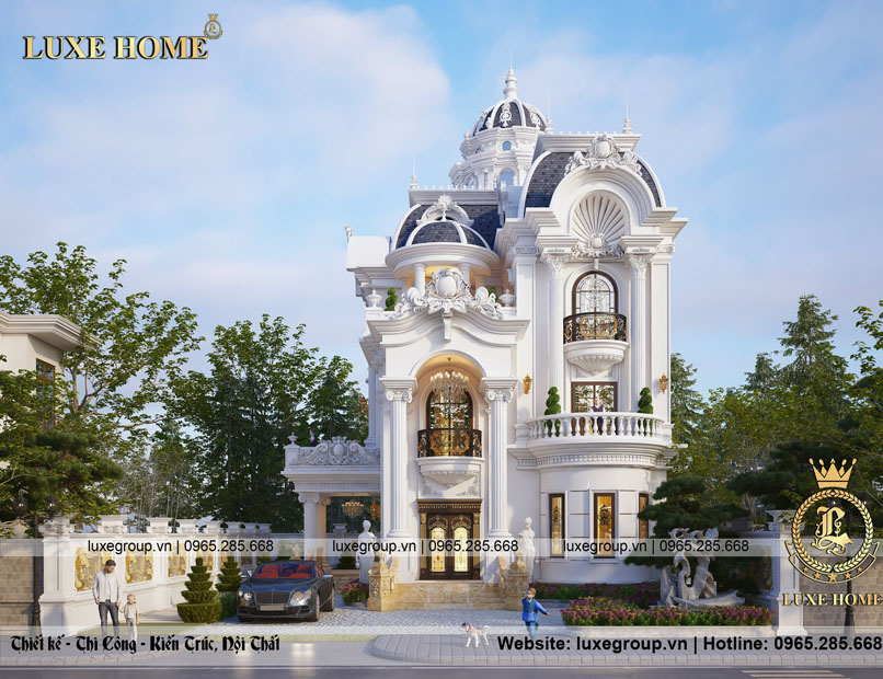 Thiết kế biệt thự 3 tầng tân cổ điển Pháp tại Bình Phước sang trọng