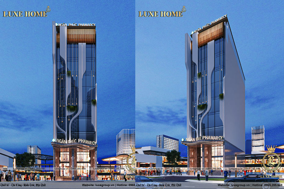 Thiết kế toà nhà văn phòng kết hợp khách sạn tại Long Xuyên – VP 6114