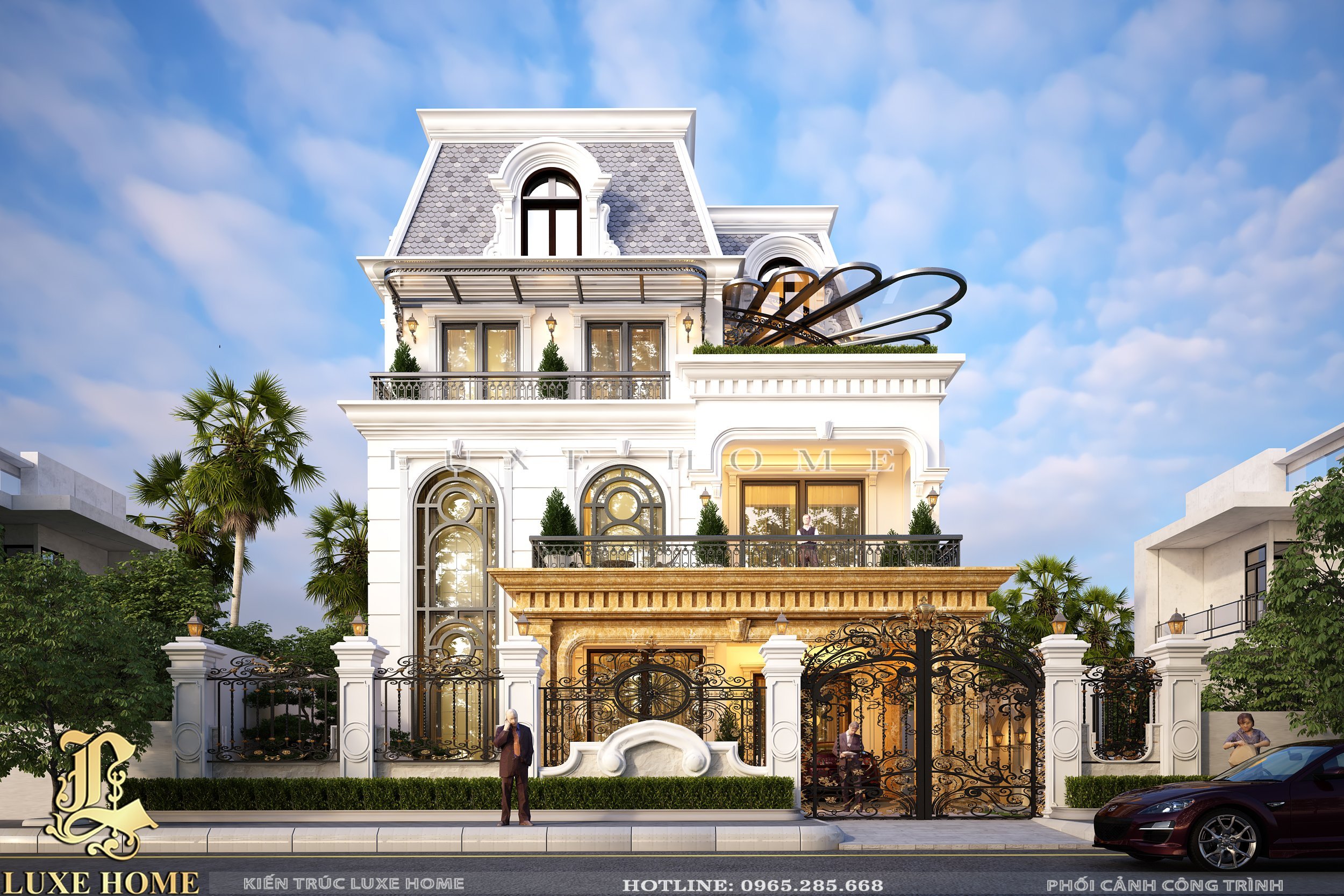 Ấn tượng với mẫu thiết kế biệt thự phố 3 tầng tân cổ điển tại Sài Gòn – BT 3558