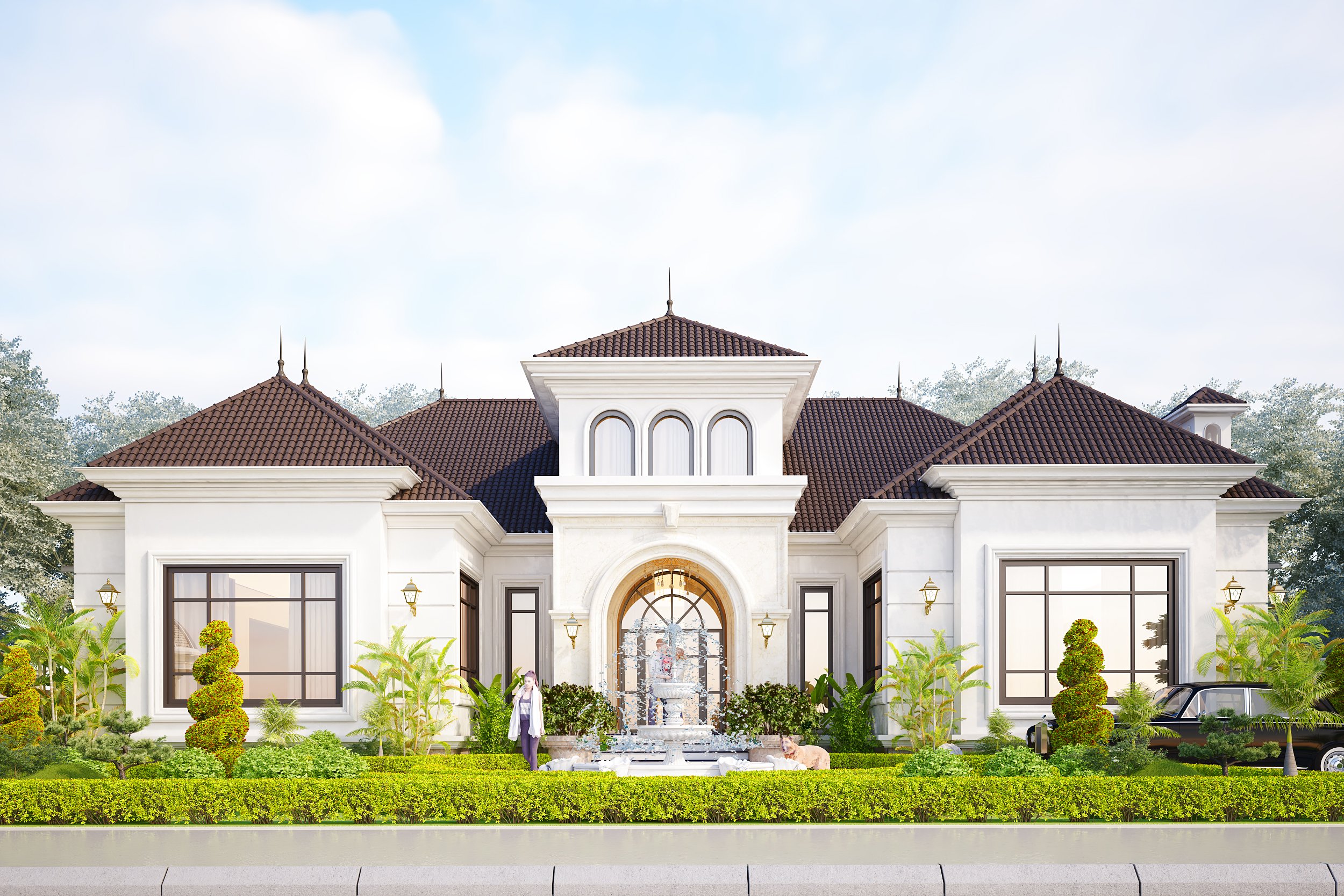 Thiết kế villa 1 tầng Đông Dương tại Lâm Đồng BT 3573