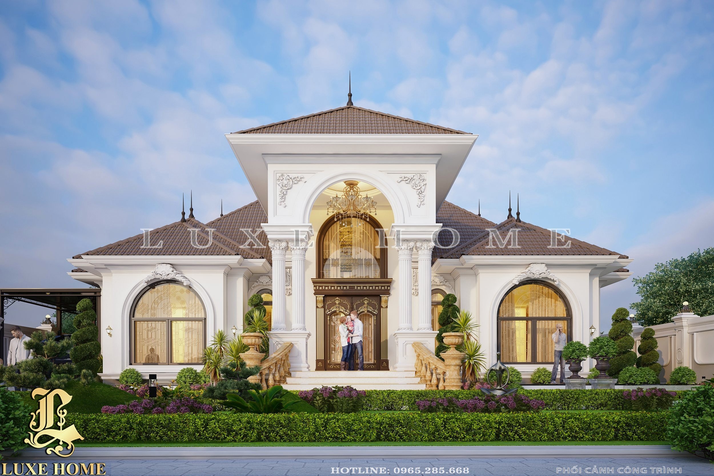Thiết kế biệt thự villa 1 tầng phong cách Đông Dương tại Sơn Tây BT3572