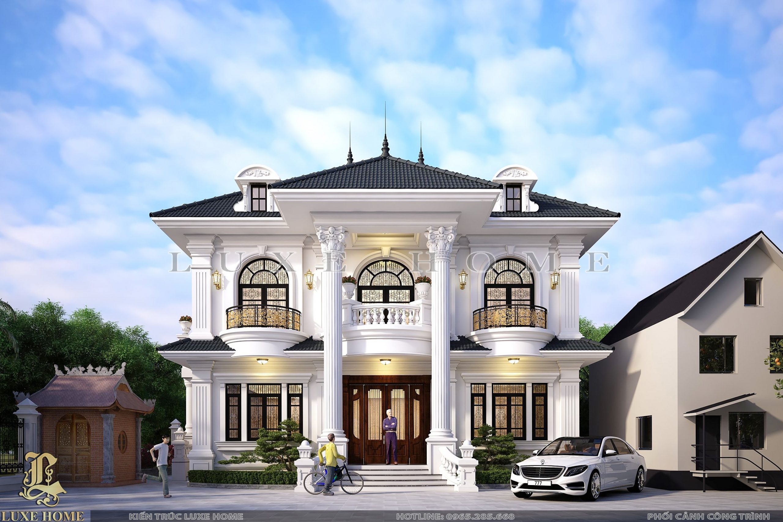 Thiết kế mẫu biệt thự 2 tầng mái Nhật tân cổ điển tại Bắc Ninh BT3568