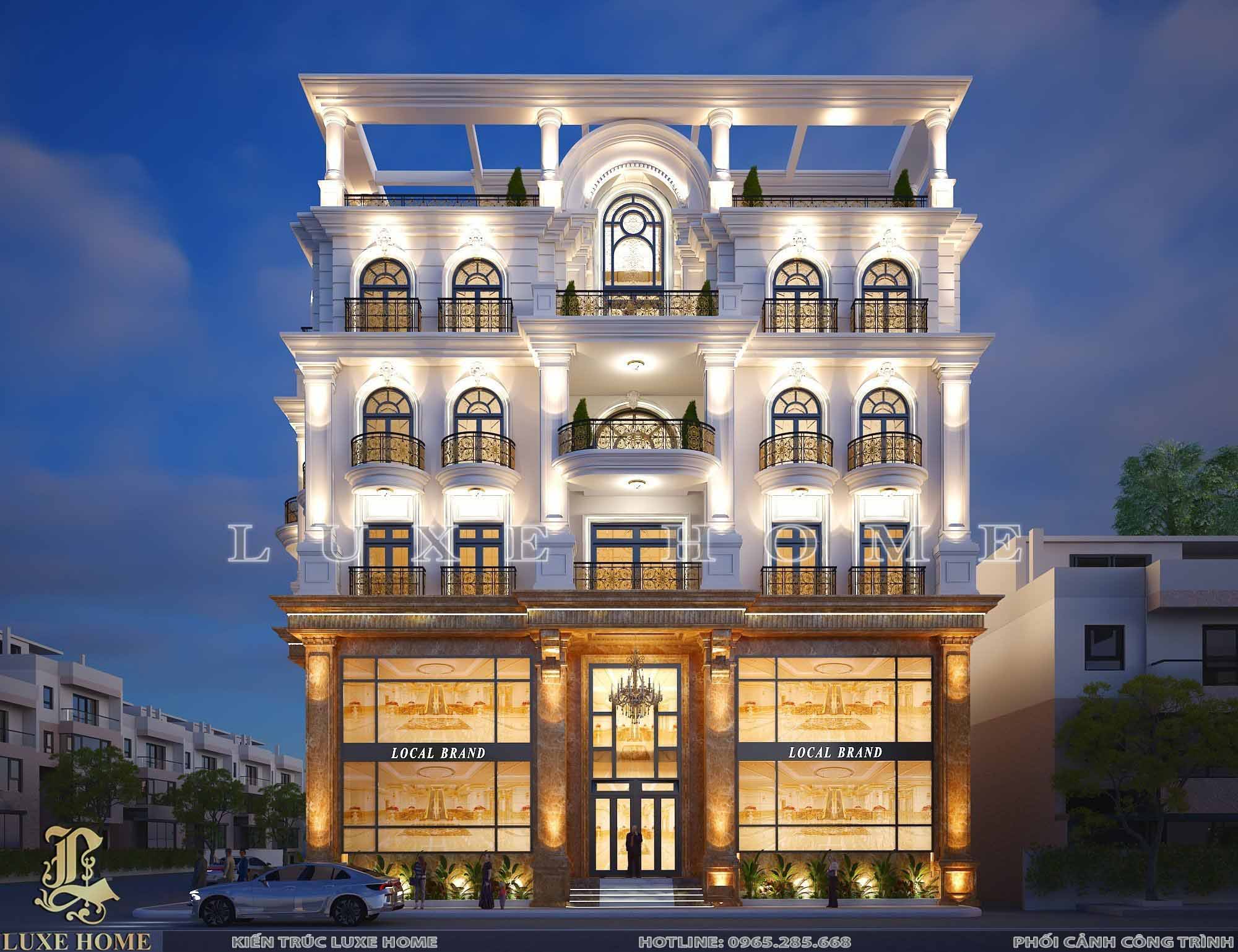 Thiết kế mẫu nhà ở kết hợp kinh doanh 5 tầng 1 tum tại Ba Vì - Hà Nội KD3582
