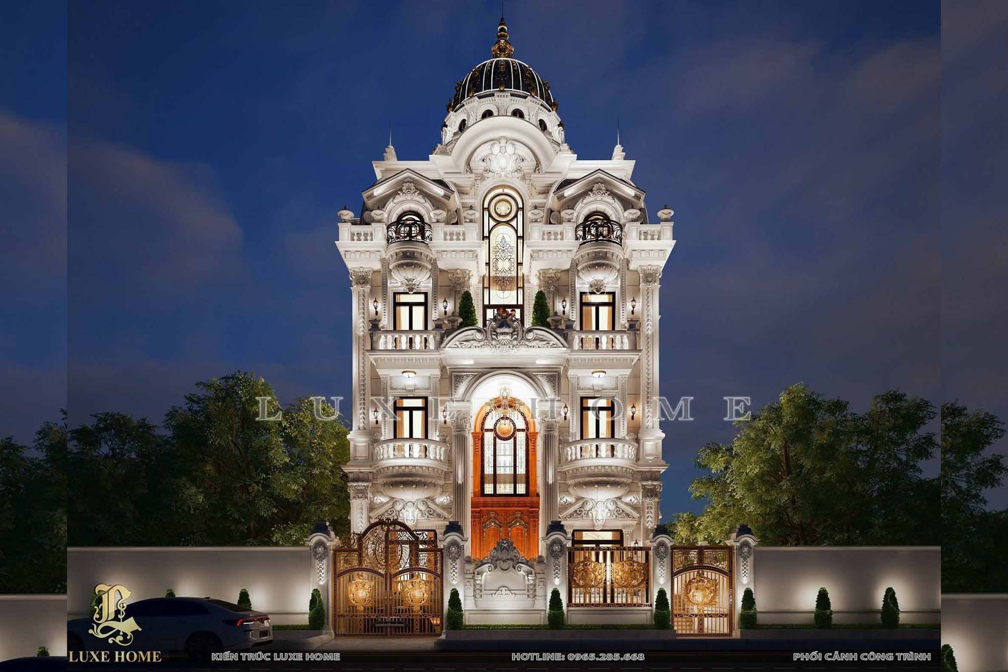 Thiết kế thi công biệt thự 3 tầng 1 tum tân cổ điển sang trọng tại Hà Nội BT3595