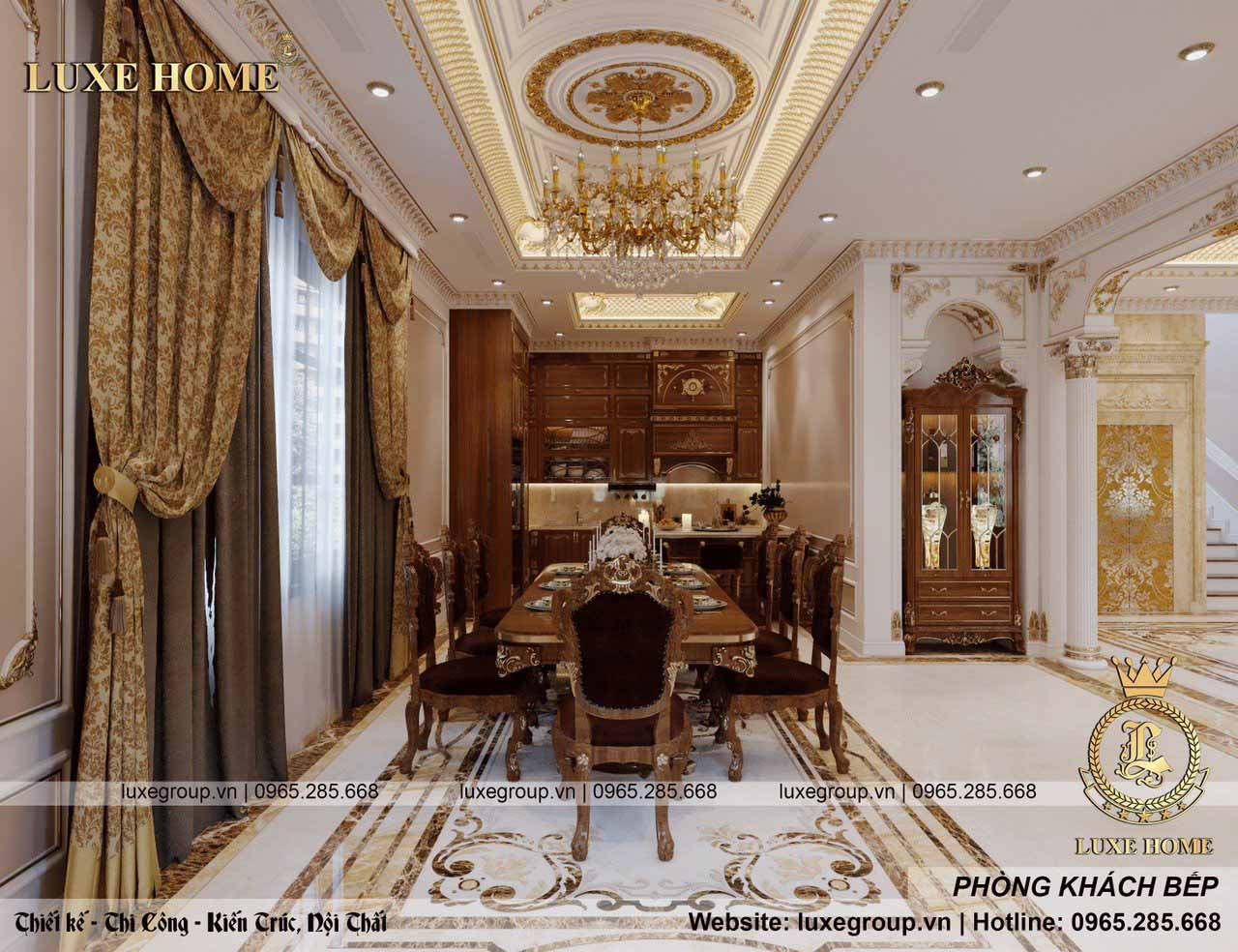 Thiết kế thi công nội thất biệt thự tân cổ điển sang trọng tại Hà Nội BT3599