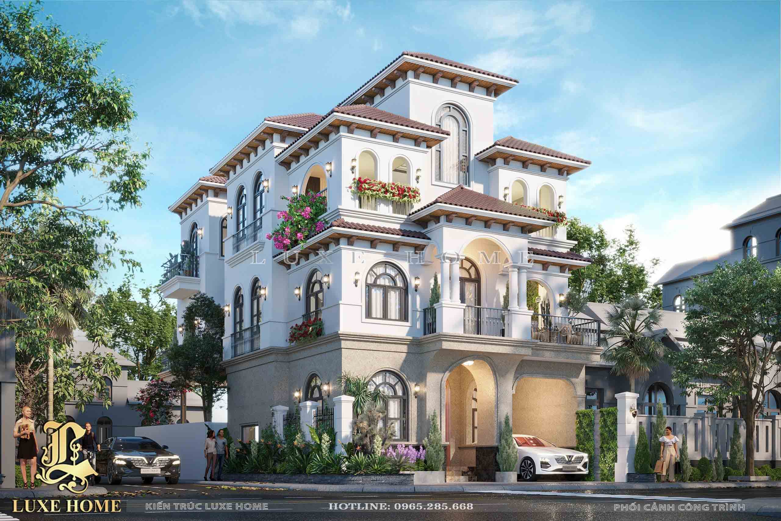 Thiết kế mẫu biệt thự Địa Trung Hải 3 tầng sang trọng tại Bình Thuận BT3603