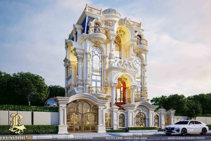 Thiết kế mẫu biệt thự Pháp tân cổ điển 3 tầng 1 tum sang trọng tại Quảng Ninh