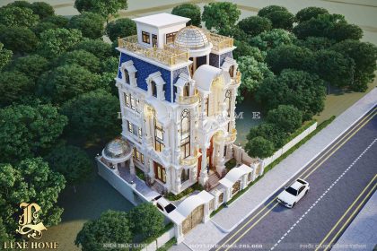 Thiết kế mẫu biệt thự Pháp tân cổ điển 3 tầng 1 tum sang trọng tại Quảng Ninh