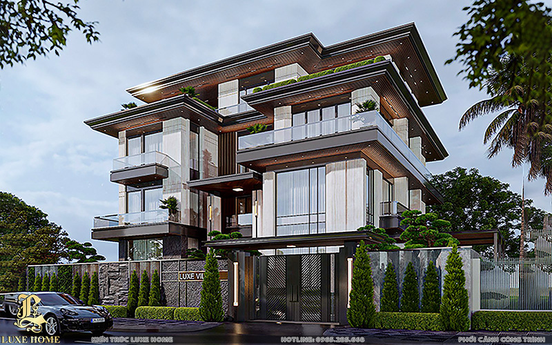 Thiết kế thi công biệt thự villa nghỉ dưỡng hiện đại 3 tầng 1 tum sang trọng tại Hà Nội BT3613