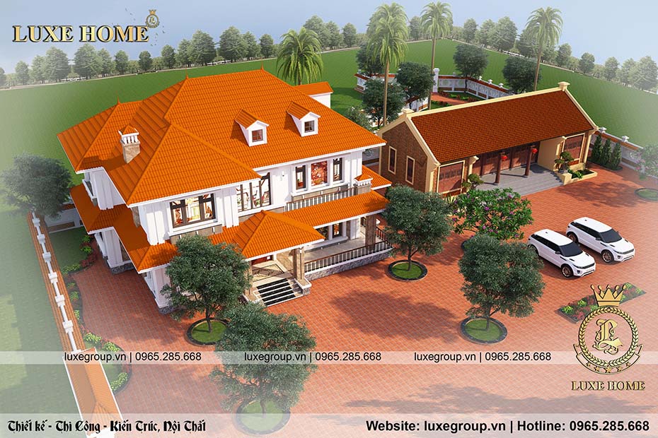 Thiết kế biệt thự mái thái 2 tầng sân vườn hiện đại tại Băc Ninh – BT 2250